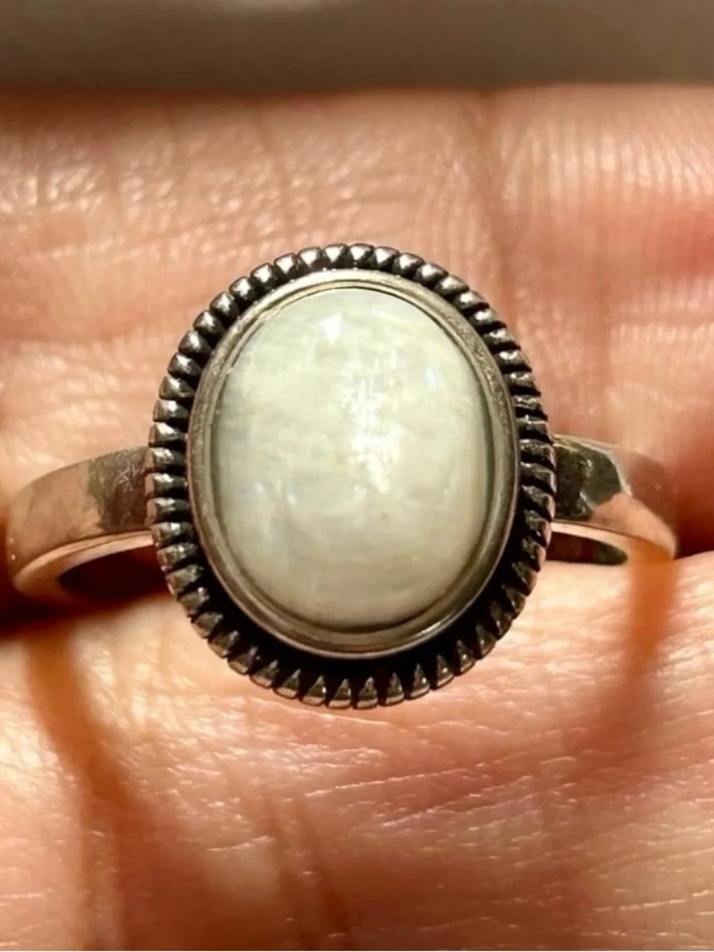 Sterling Silver S925 White Milky Moonstone Oval Ring Size 8 New S 925 jewelry